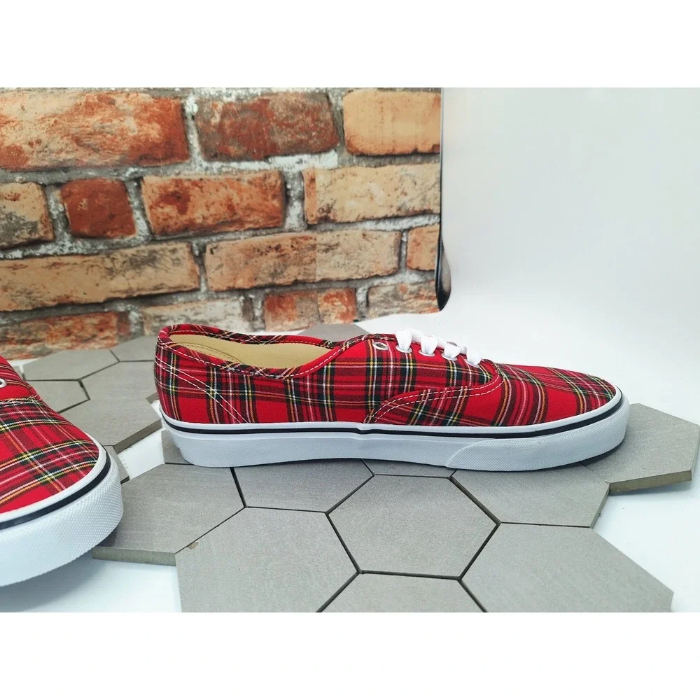 Vans Authentic British Plaid Red White Men 10.5 Tartan Canvas Skate Sneaker Rare